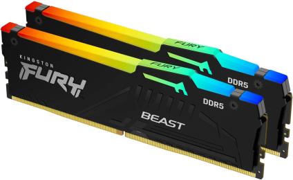 Оперативна память Kingston FURY 128GB (2x64GB) DDR5 5600 MHz CL40 Beast RGB EXPO Black (KF556C40BBAK2-128)