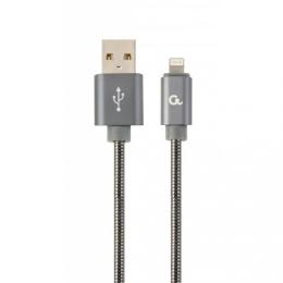 Дата-кабель Cablexpert Premium CC-USB2S-AMLM-1M-BG 1m USB(тато) - Lightning(тато) Dark Gray