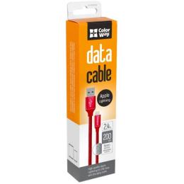 Дата-кабель ColorWay CW-CBUL007-RD 2m USB (тато) - Lightning (тато) Red