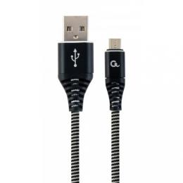 Дата-кабель Cablexpert Premium Cotton Braided CC-USB2B-AMMBM-1M-BW 1m USB(тато) - microUSB(тато) Bla
