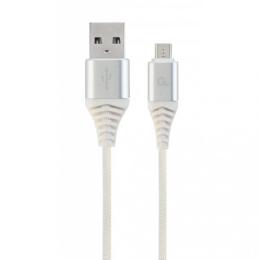 Дата-кабель Cablexpert Premium Cotton Braided CC-USB2B-AMMBM-1M-BW2 1m USB(тато) - microUSB(тато) Si