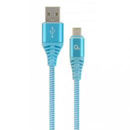Дата-кабель Cablexpert Premium Cotton Braided CC-USB2B-AMMBM-1M-VW 1m USB(тато) - microUSB(тато) Blu