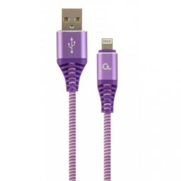 Дата-кабель Cablexpert Premium CC-USB2B-AMLM-1M-PW 1m USB (тато) - Lightning (тато) Purple