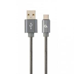 Дата-кабель Cablexpert Premium CC-USB2S-AMCM-2M-BG 2m USB(тато) - USB Type C(тато) Dark Gray
