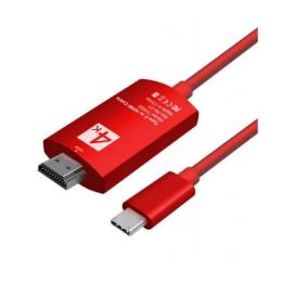 Відео-кабель Extradigital KBH1751 2m USB Type C (тато) - HDMI (тато) Red