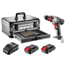 Дриль GRAPHITE Energy + SET Dark Gray 18В, 2х2.0 Аг, 109од.оснащення, кейс