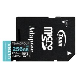 Карта памяті Team 256GB MicroSDXC Ultra UHS-I U3 Class 10 + SD-адаптер (TULMSDX256GIA2V3022503)