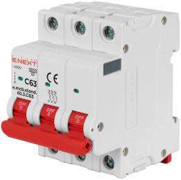 Автоматичний вимикач E.NEXT e.mcb.stand.60.3.C63, 3р, 63А, C, 6кА