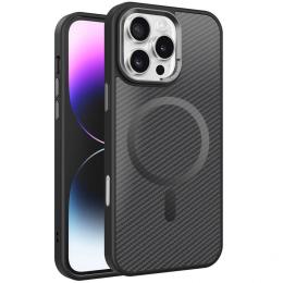 Чохол-накладка EpiK TPU + PC Carbon Mirage with MagSafe для Apple iPhone 16 Pro (6.3) Black