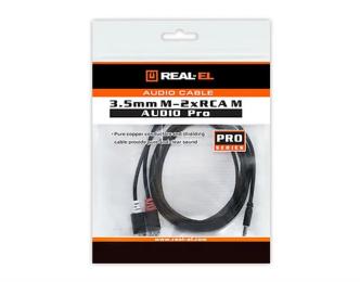 Аудіо-кабель REAL-EL Audio Pro 3, 5 мм (тато) - 2 х RCA (тато) 1.8м Black (EL123500042)