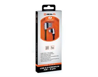 Дата-кабель REAL-EL Premium USB (тато) - Apple Lighting (тато) 1 м (EL123500034) Black
