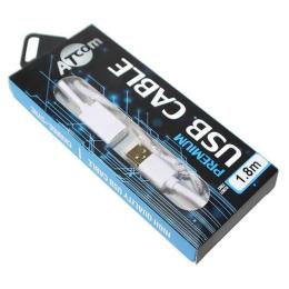 Дата-кабель Atcom 13425 1.8m USB(тато) - USB(мама) White