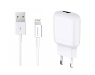 Мережевий зарядний пристрій для телефона Jellico C22 White (1USBx2.1A) (RL058165) + кабель Lightning