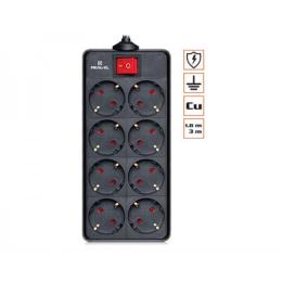 Мережевий фільтр REAL-EL RS-8 PROTECT Black 3 м