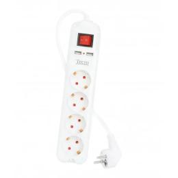 Мережевий фільтр Tecro SF-USB-4-2 White 4 розетки, 2хUSB, 2 м