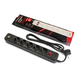 Мережевий фільтр FrimeCom FC-BU4005W Black 5 розеток, 2хUSB, 1.8 м, 1.8 B