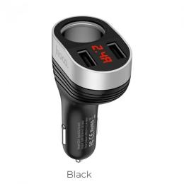 Автомобільний адаптер для телефона Hoco Z29 Black 2USB, Display (3.1A) + (Cigarette Lighter Car)