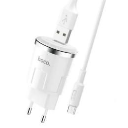 Мережевий зарядний пристрій для телефона Hoco C37A White (1USB + USB Cable MicroUSB 2.4A )
