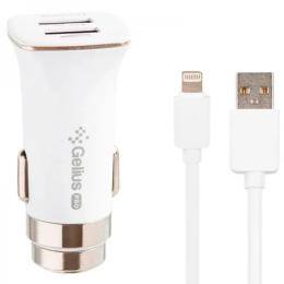 Автомобільний зарядний пристрій для телефона Gelius Pro Apollo GP-CC01 White (2USB 3.1A + Cable iPhone X )