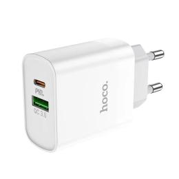 Адаптер живлення для телефона Hoco C80A White (1USB +Type-C QC3.0 3.1A )