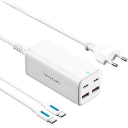 Мережевий зарядний пристрій для телефона Vention (FBSWG-EU) White 4xUSB 100W PD3.0/QC 3.0/GaN