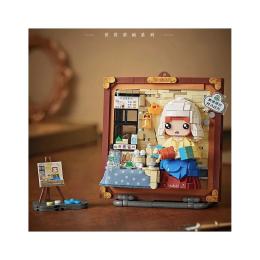 Конструктор LOZ 1289 mini Обємна картина Служниця зі глечиком молока без фігурок