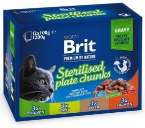 Корм вологий Brit Premium Sterilised Plate д/стерилізованих котів Тарілка д/стерилізованих 12 шт х 100 г