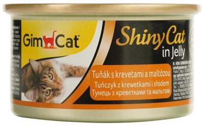 Корм вологий GimCat Shiny Cat для котів з тунцем креветками та мальтом в желе 70 г