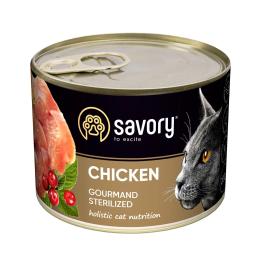 Корм вологий Savory Cat Can Adult Sterilised Chicken 200 г