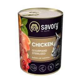 Корм вологий Savory Cat Can Adult Sterilised Chicken 400 г