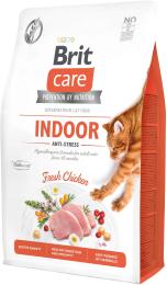 Корм сухий Brit Care Cat Grain Free Indoor Anti-stress для дорослих домашніх котів гіпоалергенний з куркою 2 кг