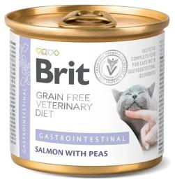 Корм вологий Brit Grain Free Veterinary Diets Gastrointestinal для котів при проблемах з травленням з лососем та зеленим горошком 200 г