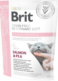 Корм сухий Brit Grain Free VetDiet Cat Hypoallergenic для котів з харчовою алергією та непереносимістю з лососем та горохом 400 г