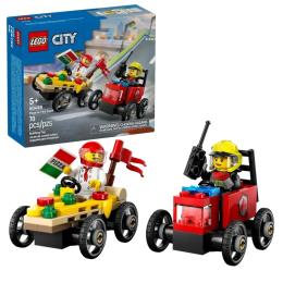 Конструктор LEGO City (60458) Піца-авто проти пожежної машини Набір перегонів