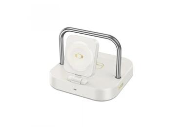 Бездротовий зарядний пристрій Hoco CQ16A Astute 3-in-1 desktop charger + watch charger Milky White