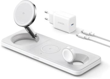 Бездротовий зарядний пристрій Anker MagGo Wireless Charging Station 15W 3-in-1 Pad White