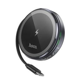 Бездротовий зарядний пристрій Hoco CQ18 Flash 2in1 Magnetic + iWatch Metal Gray (with retractable cable Type-C)