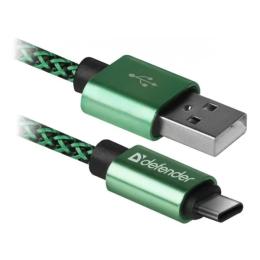 Дата-кабель Defender USB09-03T Pro 1m USB(тато) - USB Type C(тато) Green