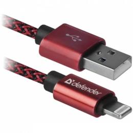 Дата-кабель Defender ACH01-03T PRO 1m USB(тато) - Lightning(тато) Red