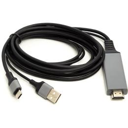 Відео-кабель PowerPlant CA912025 HDMI (тато) - USB, USBtypeC (тато), 1m Black