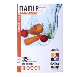 Фотопапір ColorWay PM190-100 White 10х15, 100 шт, матовий, 190г/м2