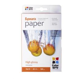 Папір 10*15 20л глянцевий 180г/м2 PG180-20 ColorWay