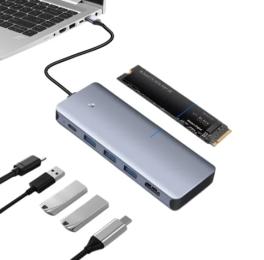 USB-хаб Fenvi 6-in-1 (FV-M26IN1) Type-C 3.1 Gray 1xType-C (100 Вт) / 3xUSB 3.0 / HDMI 4K / M.2 NVMe