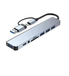 USB-хаб Fenvi F-TUH8 8in2 Type-C/USB 3.0 Gray