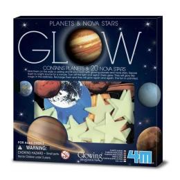 Набір наклейок 4M 00-05635 White Планети і 20 зірок блискучі