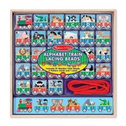 Розвиваюча іграшка для малюків Melissa&amp;Doug Деревяна шнурівка-паровозик Алфавіт MD9497