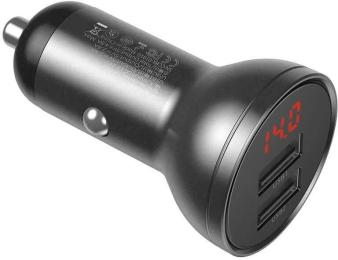 Автомобільний адаптер для телефона Baseus Digital Display Car Charger Dual USB 4.8A 24W Dark Gray (CCBX-0G)