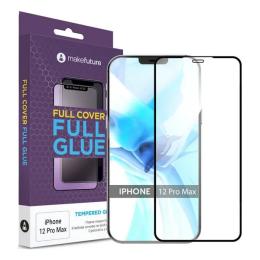 Захисне скло Apple iPhone 12 Pro Max Full Glue 2.5D 0.33mm прозоре (чорне) MakeFuture