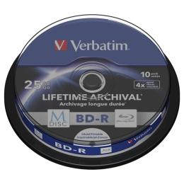 Диск Verbatim M-Disc BD-R 25GB 4X INKJET PRINTABLE (Шпиндель-10шт) (43825)