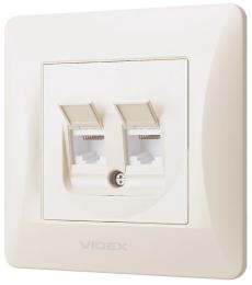 Розетка Videx BINERA CAT6 + CAT6 Cream (VF-BNSK2PC6-CR)